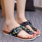 Printed Faux Leather Flip-flops
