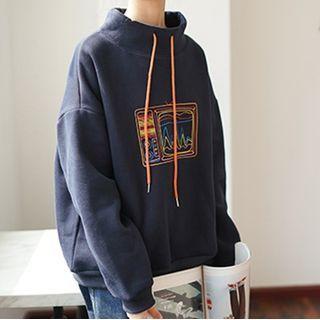 Cartoon Print Hoodie Sapphire Blue - One Size