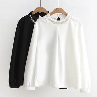 Long-sleeve Jeweled Top