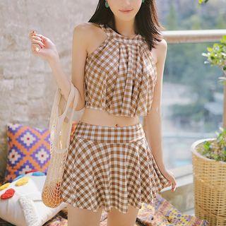 Set: Checker Swim Top + Swim Skirt