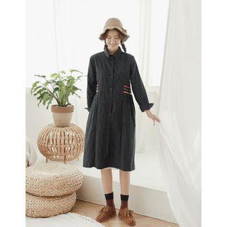 Contrast-trim Patterned Shirtdress One Size