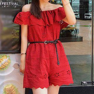 Off-shoulder Eyelet Lace Playsuit