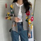 Floral Cardigan Gray - One Size