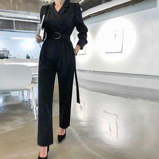 Belted Chic Blazer Jumpsuit