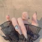 Embellished Faux Nail Tips Z038 - Nude & Black - One Size