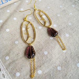 Gold Glamour Purple Stone Earrings