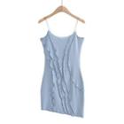 Spaghetti Strap Ruffle Trim Bodycon Dress