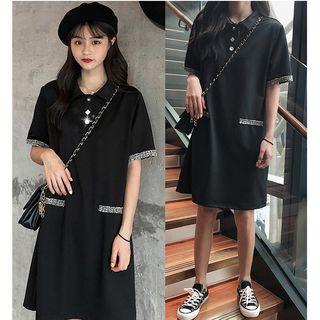 Short-sleeve Polo Dress Black - One Size