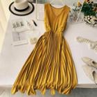 Sleeveless Elastic-waist Pleated A-line Dress