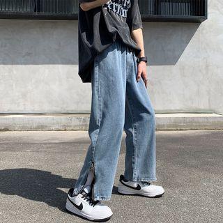 Zip Slit Loose Fit Jeans