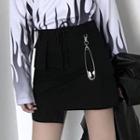Irregular Hem Mini A-line Skirt Black - One Size
