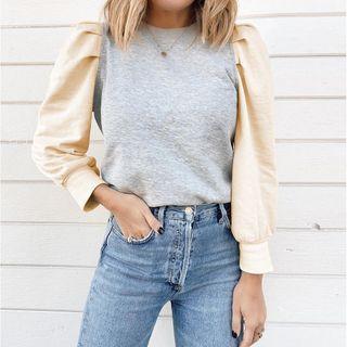 Puff Sleeve Color-block Loose-fit Top