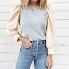 Puff Sleeve Color-block Loose-fit Top