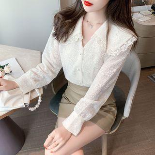 Peter Pan Collar Lace Long-sleeve Blouse