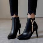 High-heel Embellished Short Boots