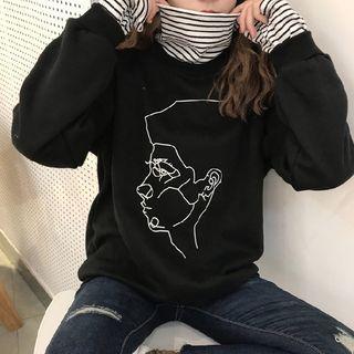 Mock Two-piece Turtleneck Long-sleeve Sweatshirt