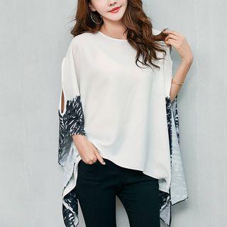 Printed Batwing-sleeve Blouse