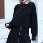 Crop Embroidered Pullover / A-line Skirt