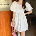 Puff-sleeve Shirred Loose Fit Dress