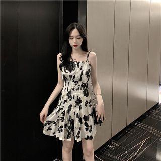 Spaghetti Strap Mini Floral A-line Dress