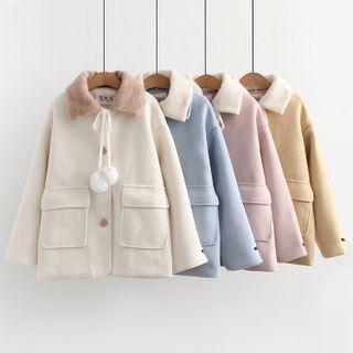 Fleece Collar Woolen Coat