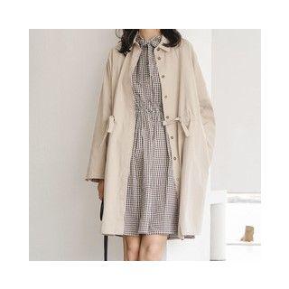 Button Trench Coat Khaki - One Size