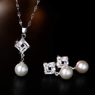 Set: Crystal Beaded Pendant + Studs