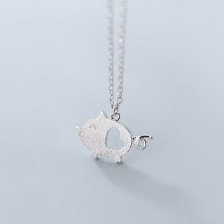 925 Sterling Silver Pig Pendant Necklace As Shown In Figure - One Size