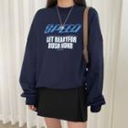 Lettering Sweatshirt / Plain Mini Skirt