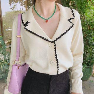 Flower Trim Cardigan As Shown In Figure - One Size