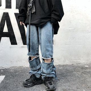Zip-front High-waist Straight-cut Jeans