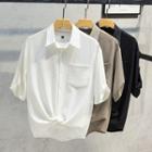 Plain Ice Silk Short-sleeve Shirt