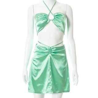 Set: Halter-neck Camisole + Mini A-line Skirt