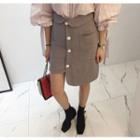 Asymmetric-hem Buttoned Pocket-detail Mini Skirt