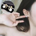 Pearl Drop Rhinestone Detail Earring 1 Pair - Gold - One Size