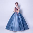 Sleeveless Applique Embroidery Ball Gown