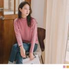 Mock Neck Batwing Sleeve Knit Top