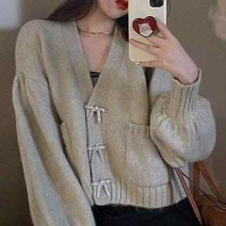 Ribbon Cardigan Gray - One Size