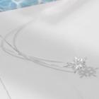 925 Sterling Silver Rhinestone Snowflake Necklace Silver - One Size