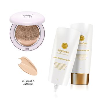 Set: Moisturizing Cushion Sun Bb Cream (#21 Light Beige) 13g + Aqua Brightening Gel 80g 2 Pcs