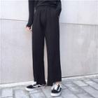 Asymmetric-hem Fray-trim Wide-leg Pants