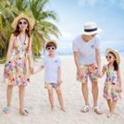 Family Matching Sleeveless Dress/ Short-sleeve T-shirt/ Drawstring Shorts