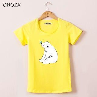 Short-sleeve Bear Print T-shirt
