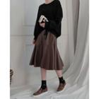 Ruffled Faux-leather Midi Skirt