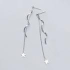 925 Sterling Silver Star Swirl Fringed Earring 1 Pair - S925 Silver Earring - Silver - One Size