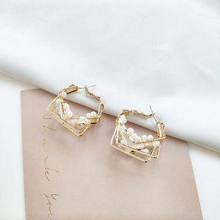 Beaded Ear Stud 925 Sterling Silver - Gold - One Size