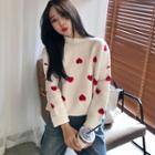 Heart Print Chenille Knit Top