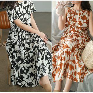 Short-sleeve Floral Midi Sundress / Sleeveless Midi Sundress