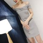Off-shoulder Slim-fit Short-sleeve Dress