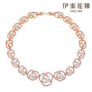 Faux Pearl & Swarovski Elements Crystal Rose Necklace